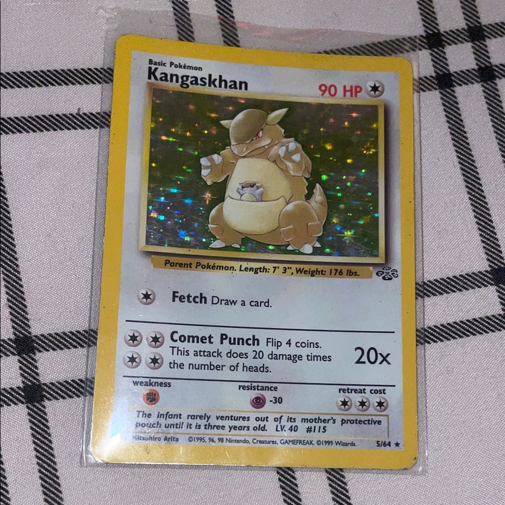 Pokemon Kangaskhan Card - Yellow and Brown